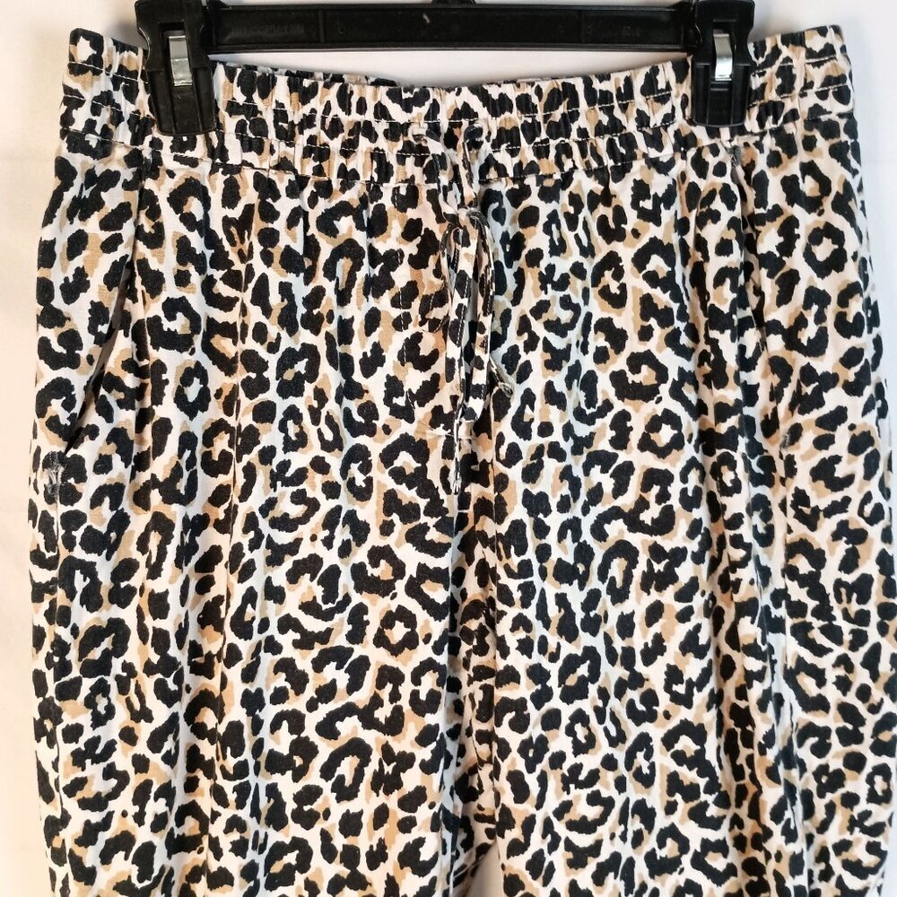 J Crew Linen Blend Animal Print Joggers Drawstring Waist 8 - Picture 4 of 7